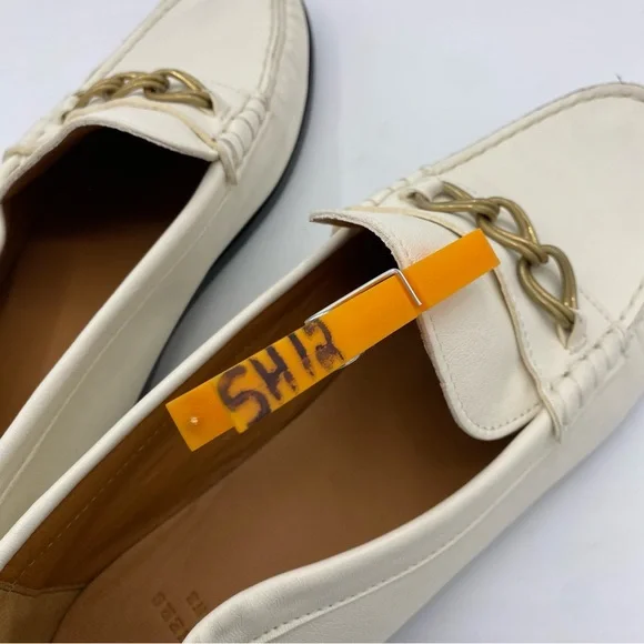 Sezane Vicky Loafers Elegant Cream/White Leather in smooth Ecru chain detail 42 - Picture 9 of 11